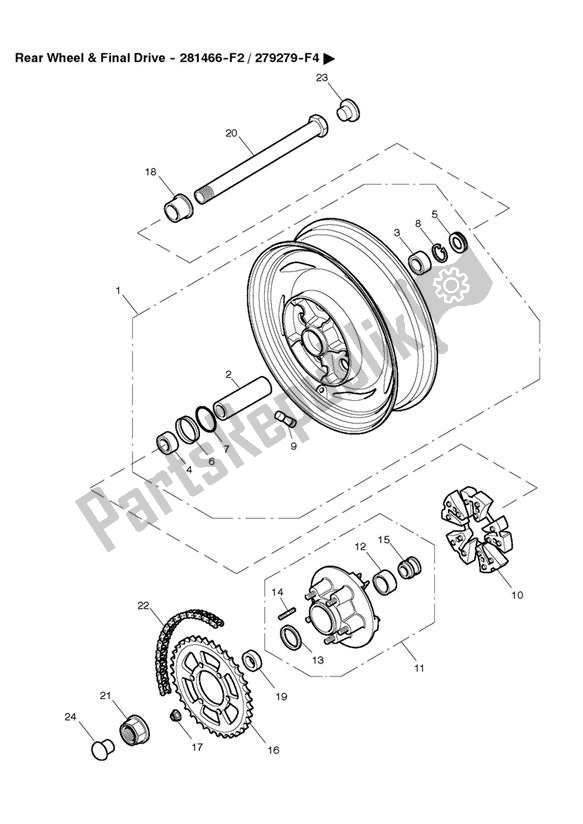 All parts for the Rear Wheel/final Drive 281466-f2 / 279279-f4 > of the Triumph America Carburettor 790 2002 - 2007